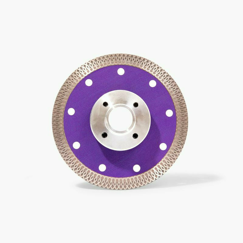 Calidad 4.5" with flange diamond grinder disc "Butter Cutter" offers superior, chip-free cutting performance. Best for cutting porcelain and ceramic tile. It features professional grade quality, reinforced hub, turbo mesh diamond rim, unique bond matrix, advanced anti-vibration. For tile and flooring installers