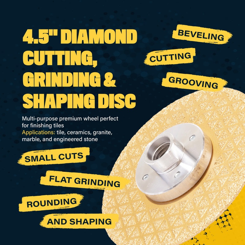 Calidad 4.5&quot; Vacuum Brazed Diamond Cutting, Grinding &amp; Shaping Disc - Calidad Tools