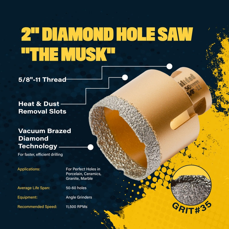 Calidad 50mm (2&quot;) Diamond Hole Saw &quot;The Musk&quot; - Calidad Tools