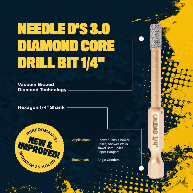 Calidad 6mm (1/4") Diamond Core Drill Bit "Needle D's 3.0" - Calidad Tools