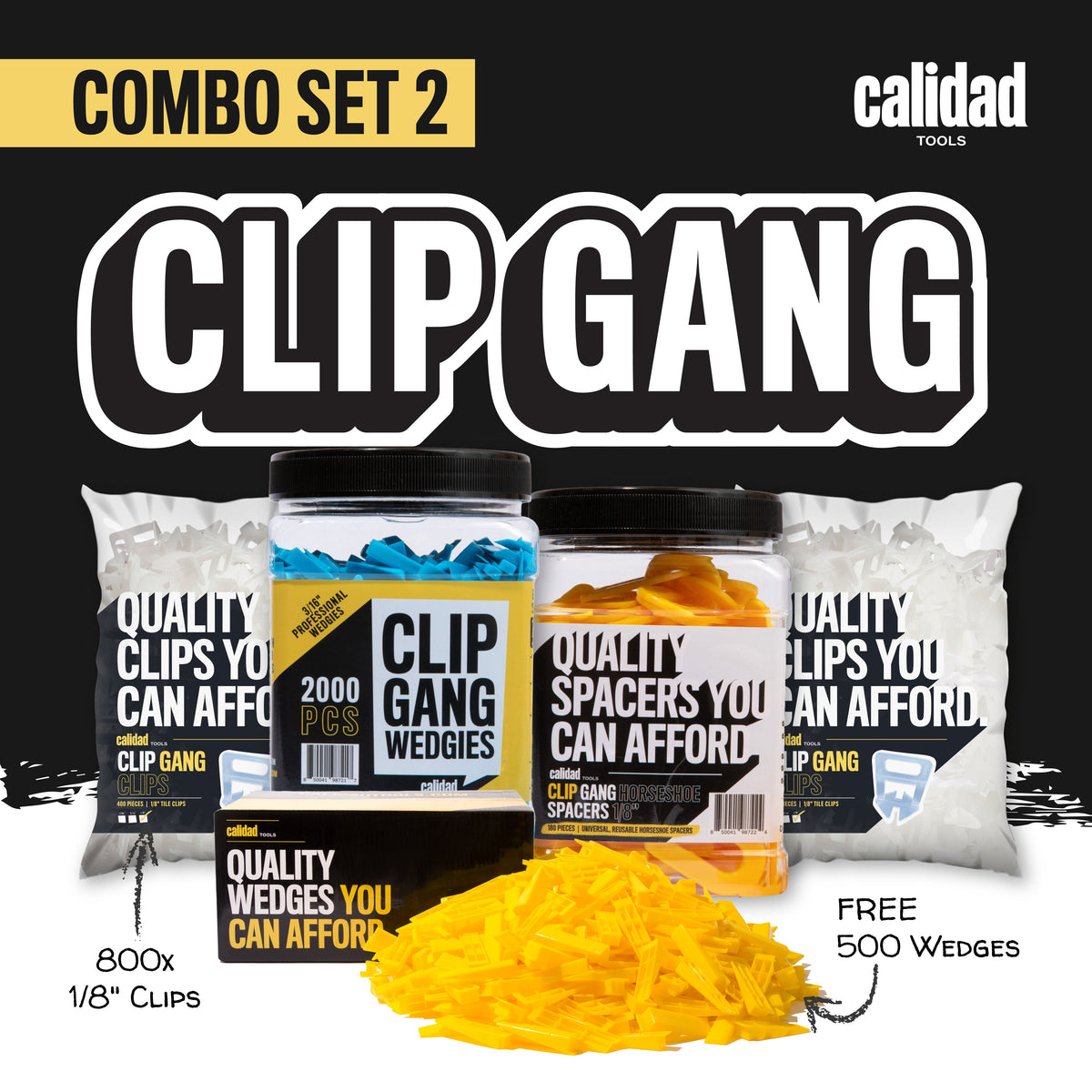 Clip Gang 1/8&quot; Leveling Combo: The Ultimate Tile Leveling Solution - Calidad Tools