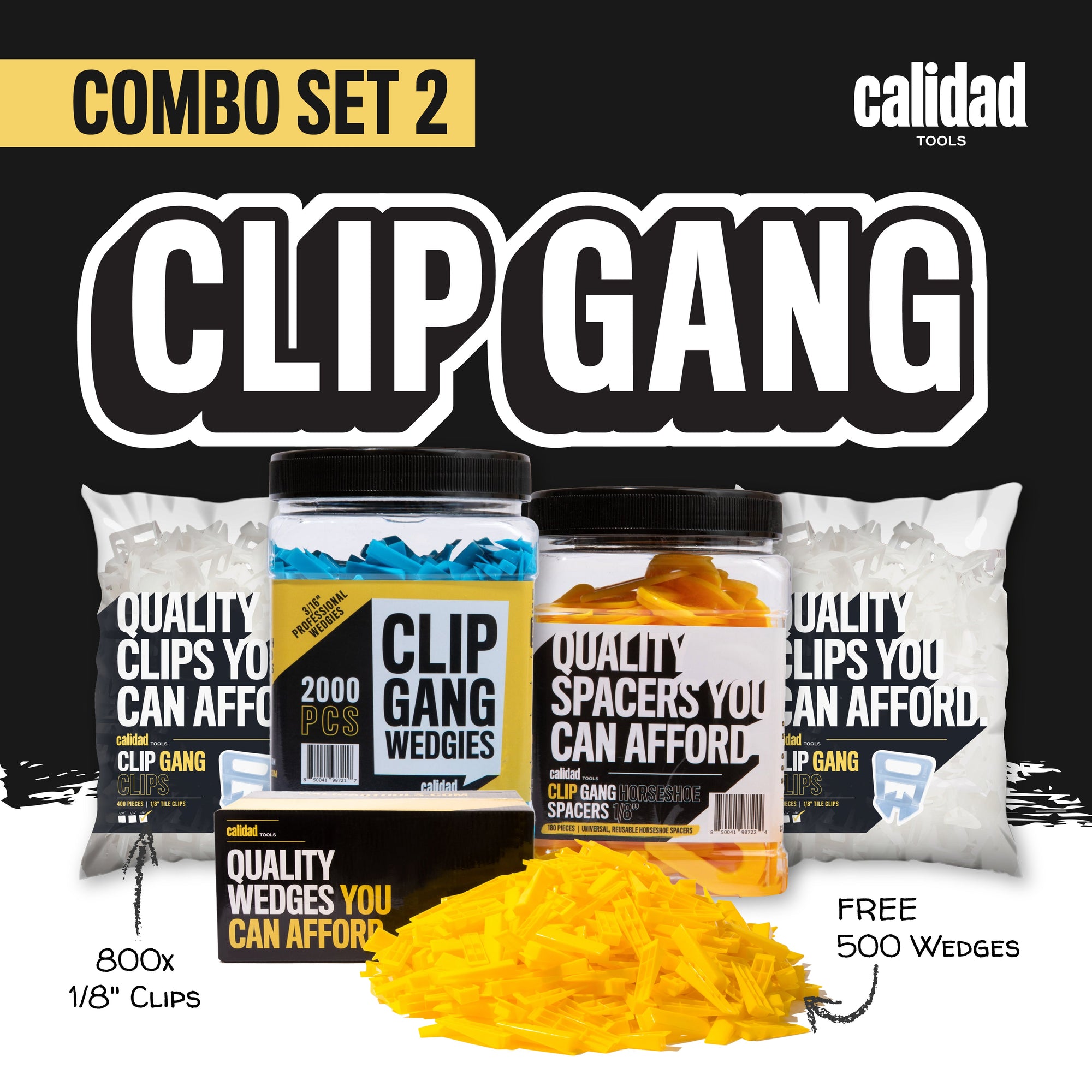 Clip Gang 1/8" Leveling Combo: The Ultimate Tile Leveling Solution - Calidad Tools
