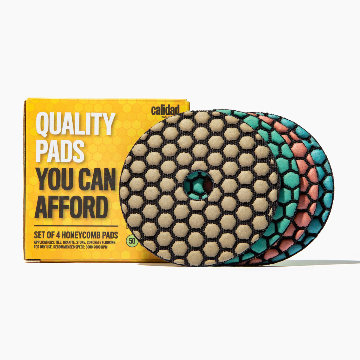 Calidad 4&quot; Honeycomb Polishing Combo Box (grits 50-100-200-400) - Calidad Tools